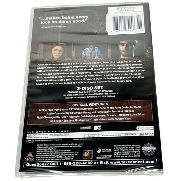 NEW & SEALED Teen Wolf Season 2 DVD - 3-Disc Set MTV 2012 - TV Series - Picture 2 of 2